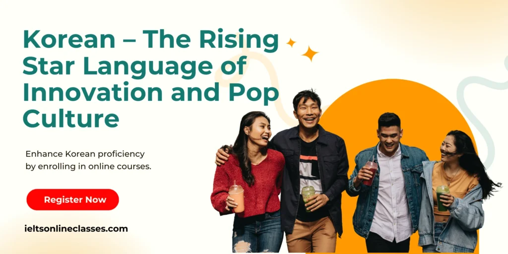 Young global learners surrounded by K-pop icons, high-tech gadgets, and Seoul’s digital skyline—capturing Korea’s blend of pop culture and innovation.